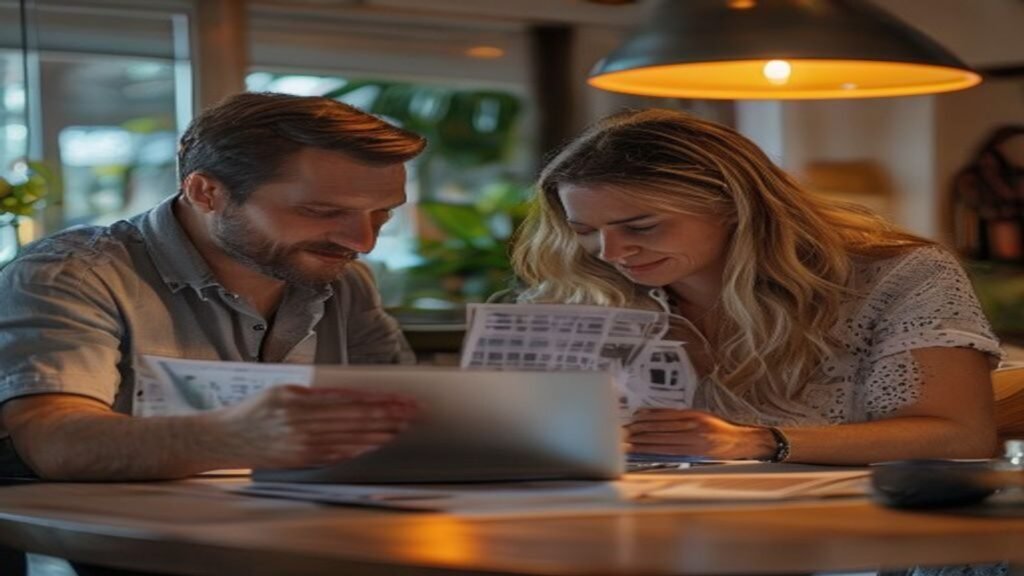Retirement savings statement reviewed at home