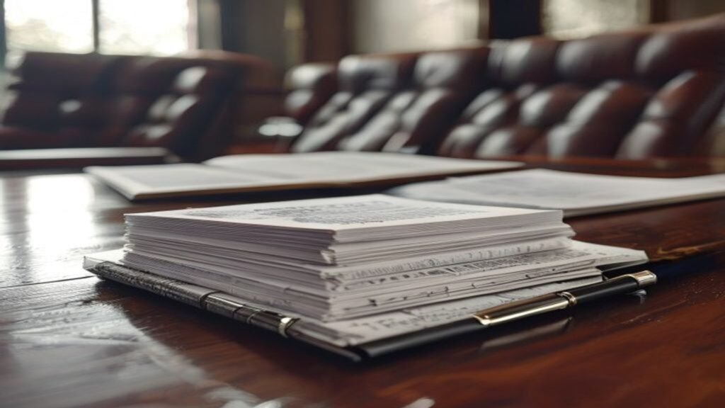 Compensation committee documents on a boardroom table