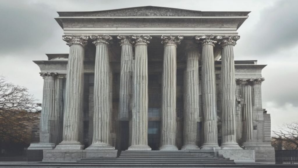 Federal Reserve building facade with classical columns