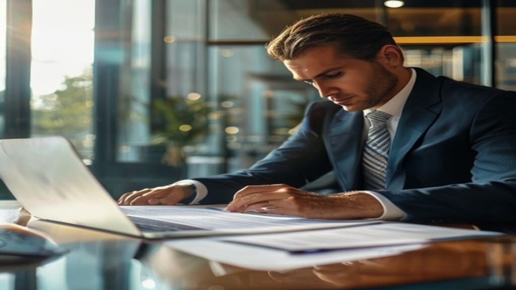 Enterprise software contract review on a laptop screen