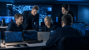 A Danish executive and cyber response team coordinating during a security incident